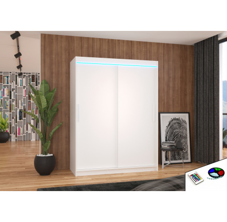 Tolóajtós szekrény LED világítással DENVER 150 Fehér+Fehér