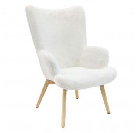 Fehér szőrös Helsinki füles fotel