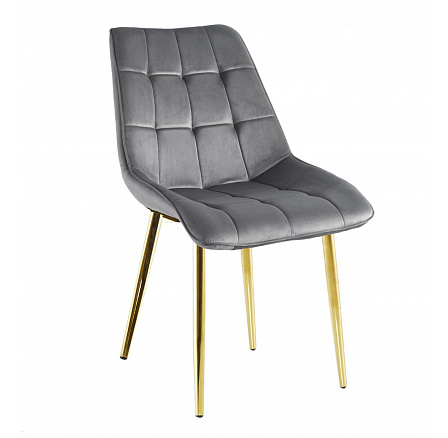 Velvet szék szürke / arany lábak J262-1