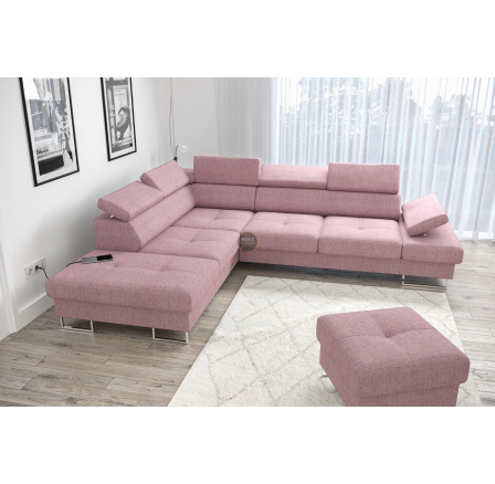 NAROŻNIK GALAXY Z FUNKCJĄ SPANIA 225X280 - lewa , Odcienie różu