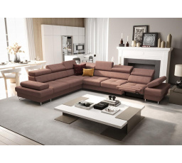 NAROŻNIK Z FUNKCJĄ SPANIA I RELAX GALAXY MAX 350x280 CM - Odcienie brudnego różu , lewa