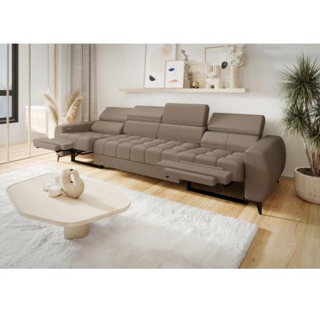 SOFA PORTO IV RELAX 331 CM SKÓRA NATURALNA - Skóra szary beż