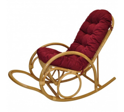 Ratanové houpací křeslo Jenaira medové polstr vínový kepr