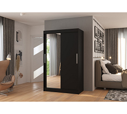 Tolóajtós szekrény tükörrel BARIO 120 Fekete+Fekete