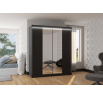 Tolóajtós szekrény tükörrel és LED világítással BALANCE 180 Fekete+Fekete