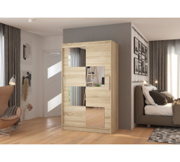 Tolóajtós szekrény tükörrel LUGANO 120 Sonoma+Sonoma