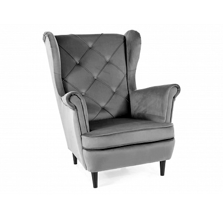 LADY Velvet fotel, szürke Bluvel 14/wenge