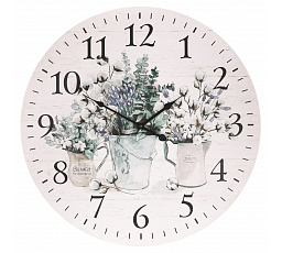 Hodiny nástěnné - pr. 58 cm, MDF, mix květin a rostlin