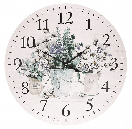 Hodiny nástěnné - pr. 58 cm, MDF, mix květin a rostlin Hodiny nástěnné - pr. 58 cm, MDF, mix květin a rostlin