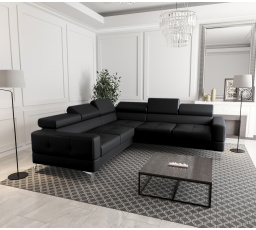 NAROŻNIK SKÓRA NATURALNA TOSCANIA MAX 250×250 CZARNA SKÓRA NATURALNA LE MANS PROMOCJA - lewa