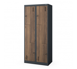 Fém ruhásszekrény JULIA, 800 x 1850 x 450 mm, Eco Design: antracit/dió