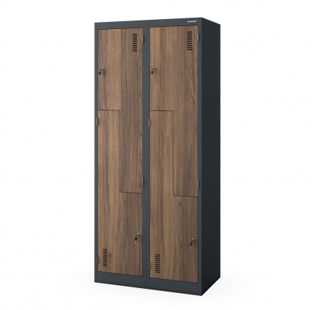 Fém ruhásszekrény JULIA, 800 x 1850 x 450 mm, Eco Design: antracit/dió