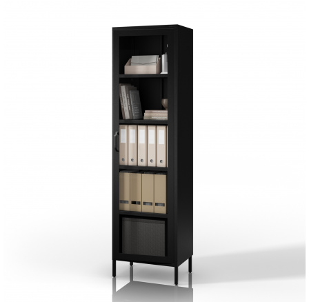 Üveg vitrin nappaliba, keskeny fém fekete LUIGI Modern 500 x 1800 x 350 mm Üveg vitrin nappaliba, keskeny fém fekete LUIGI Modern 500 x 1800 x 350 mm