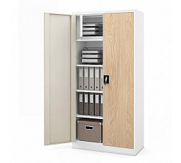 Fém szekrény tárolóhellyel fehér / sonoma tölgy: Eco Design TOMASZ, 900 x 1850 x 450 mm