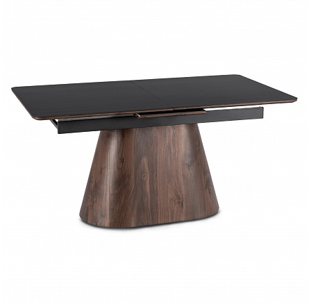 Stół LIZBONA Ceramiczny Rozkładany 160-200 cm Czarny/Orzech