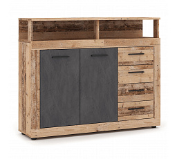 Komoda BLAGO MIDI A 119,6 cm Surowy Dąb/Czarny