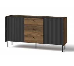 PRESTIGO komód - P5, Warmia dió/San Sebastian/Fekete matt