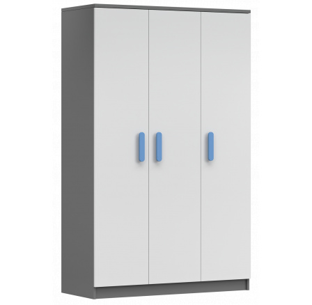 3D SMYK II - 19 Gardróbszekrény, Szürke/Fehér/Kék