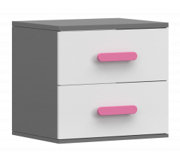 SMYK II - 22 éjjeliszekrény - Szürke/Fehér/Rózsaszín