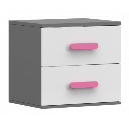 SMYK II - 22 éjjeliszekrény - Szürke/Fehér/Rózsaszín