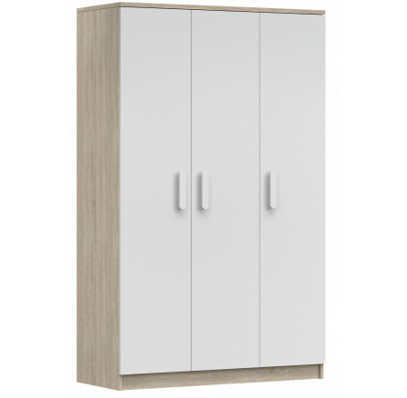 3D SMYK III Gardróbszekrény - 19, Sonoma Tölgy/Fehér/Fehér