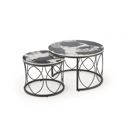 ALEXANDRA dohányzóasztal, fekete márvány hatás/fekete