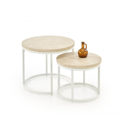 OREO dohányzóasztalok, travertin / fehér