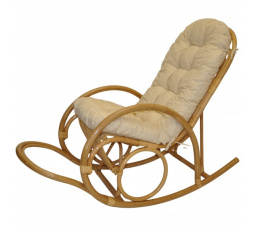 Ratanové houpací křeslo Jenaira medové polstr světle béžový melír