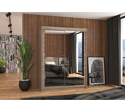 Tolóajtós szekrény tükörrel PERMO 150 Truffle+Truffle