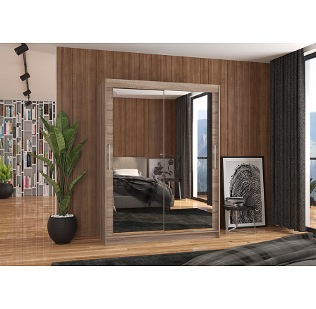 Tolóajtós szekrény tükörrel PERMO 150 Truffle+Truffle