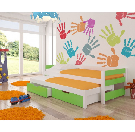 FRAGA White+Green franciaágy matracokkal