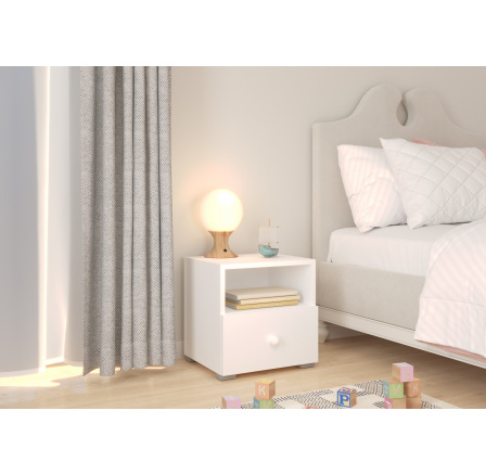 Éjjeliszekrény fiókkal EMI White Handle 1