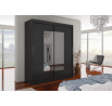 Tolóajtós szekrény tükörrel ROSETTE 180 Fekete+Fekete