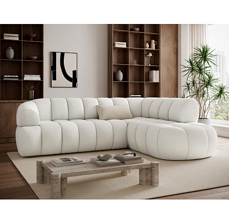 Tontano corner sofa with sleeping function and electrically extendable seat, white velour, right-hand side Paolli 01 183x77 Right