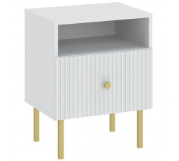Éjjeliszekrény VIENA 1S, Fehér/Arany