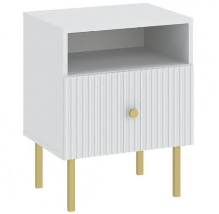 Éjjeliszekrény VIENA 1S, Fehér/Arany