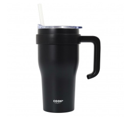 Füllel és szívószállal ellátott termoszbögre Miami 600ml fekete