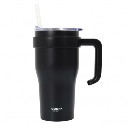 Füllel és szívószállal ellátott termoszbögre Miami 600ml fekete