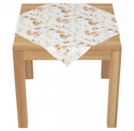 Asztalterítő - nyulak és virágok, 100% poliészter, 80 x 80 cm Asztalterítő - nyulak és virágok, 100% poliészter, 80 x 80 cm