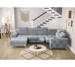 NAROŻNIK ORION MAX III RELAX Z FUNKCJĄ SPANIA 165x320x190 CM - Odcienie niebieskiego , prawa