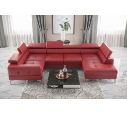 NAROŻNIK TOSCANIA MAX I 170x350x185 CM SKÓRA NATURALNA - lewa , Skóra czerwona