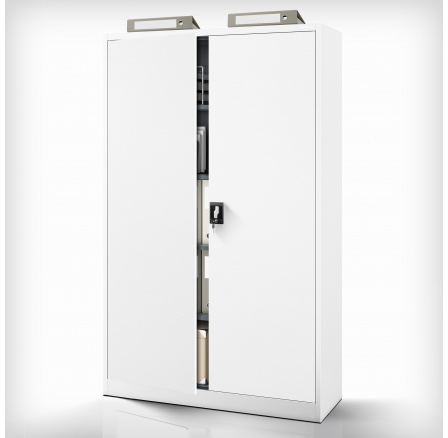 Fehér fém irodai iratszekrény JAN II, 1150 x 1850 x 400 mm