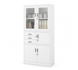 Irodai fém szekrény iratok és dokumentumok számára széfbel, FILIP, 900 x 1850 x 400 mm, fehér