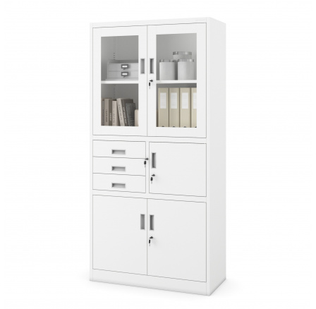 Irodai fém szekrény iratok és dokumentumok számára széfbel, FILIP, 900 x 1850 x 400 mm, fehér