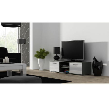 Tv komoda SOHO 140, šedá/bílý lesk