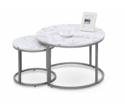 PAOLA dohányzóasztal szett, márvány/ezüst