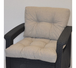 Polstr na křeslo z umělého ratanu - látka tmavě béžový melír