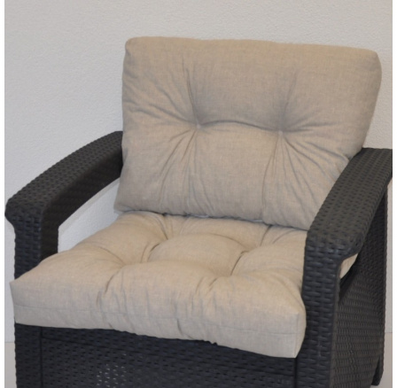 Polstr na křeslo z umělého ratanu - látka tmavě béžový melír