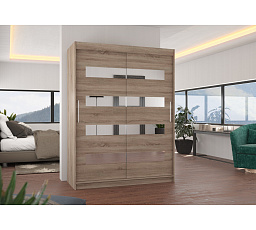 Tolóajtós szekrény tükörrel BALTIC 150 Truffle+Truffle