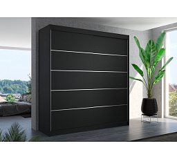 Tolóajtós ruhásszekrény ESTEVA 200 Fekete+Fekete